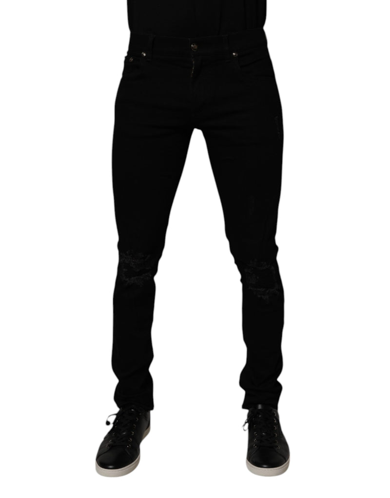 Calça jeans skinny masculina preta de algodão stretch Dolce & Gabbana