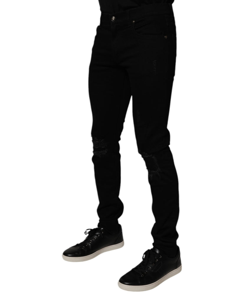 Calça jeans skinny masculina preta de algodão stretch Dolce & Gabbana