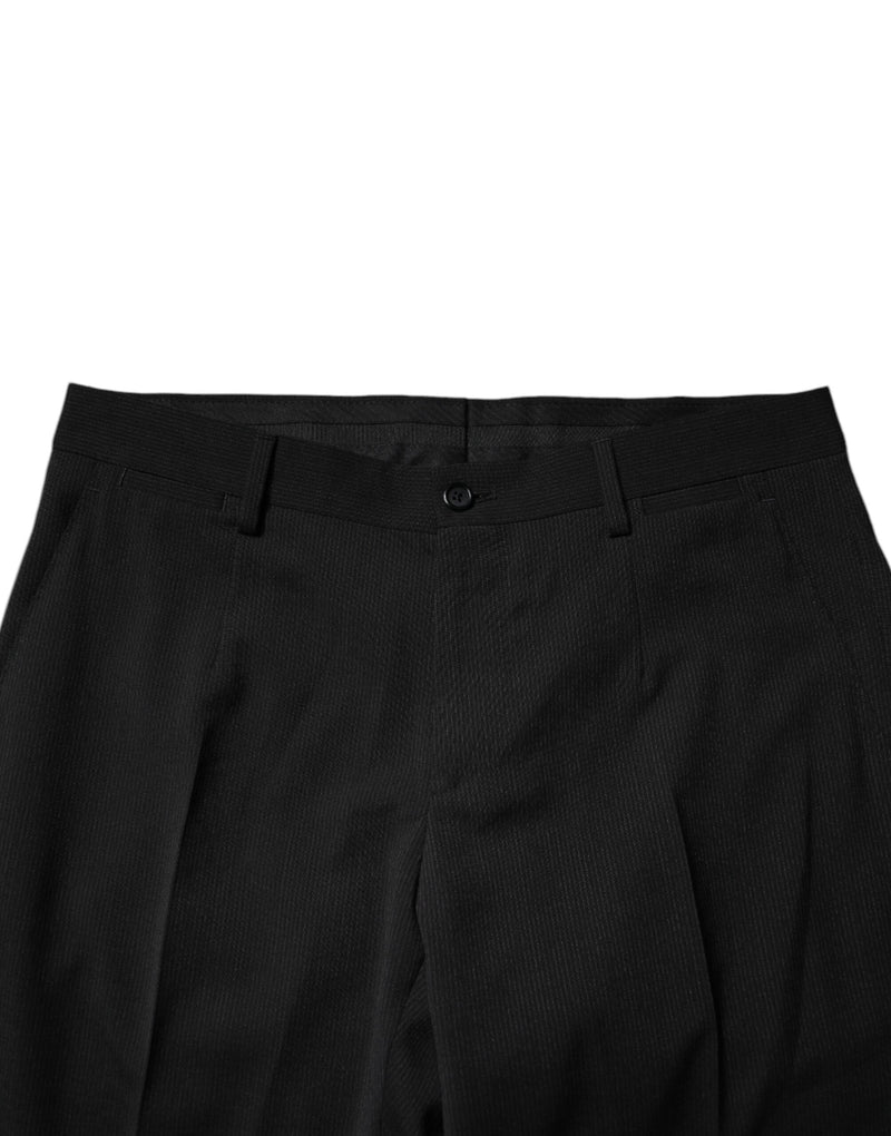 Dolce & Gabbana Black Polyester Tapered Formal Men Dress Pants