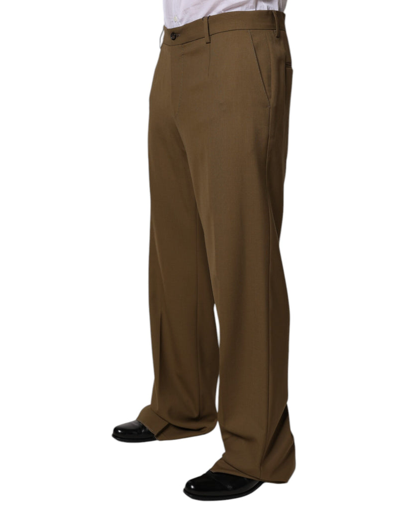 Pantalones formales rectos de lana marrón de Dolce & Gabbana
