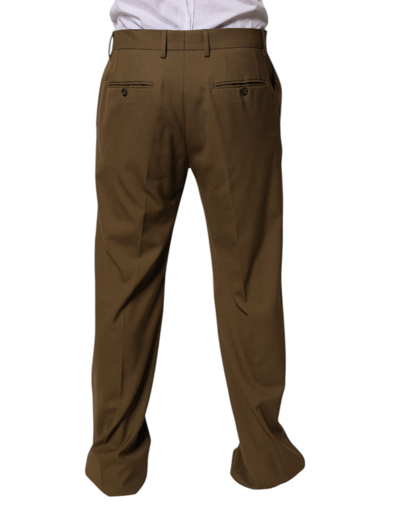 Pantalones formales rectos de lana marrón de Dolce & Gabbana