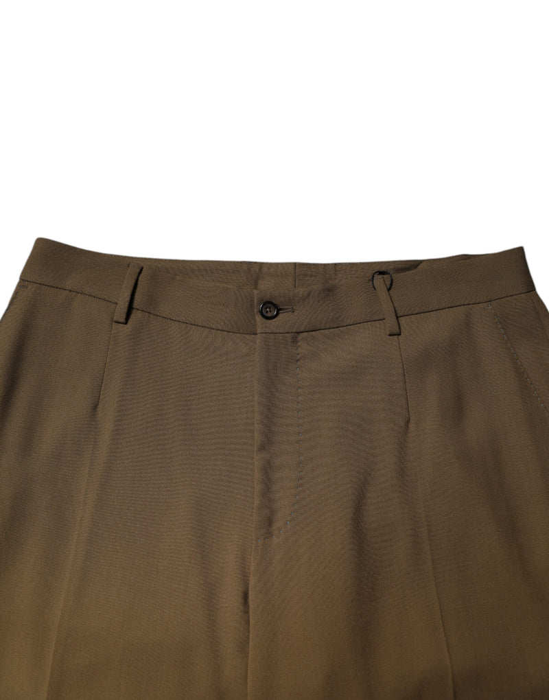 Pantalones formales rectos de lana marrón de Dolce & Gabbana