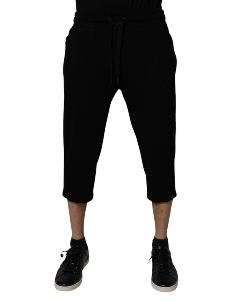 Calça de moletom cropped de algodão misto preta Dolce & Gabbana