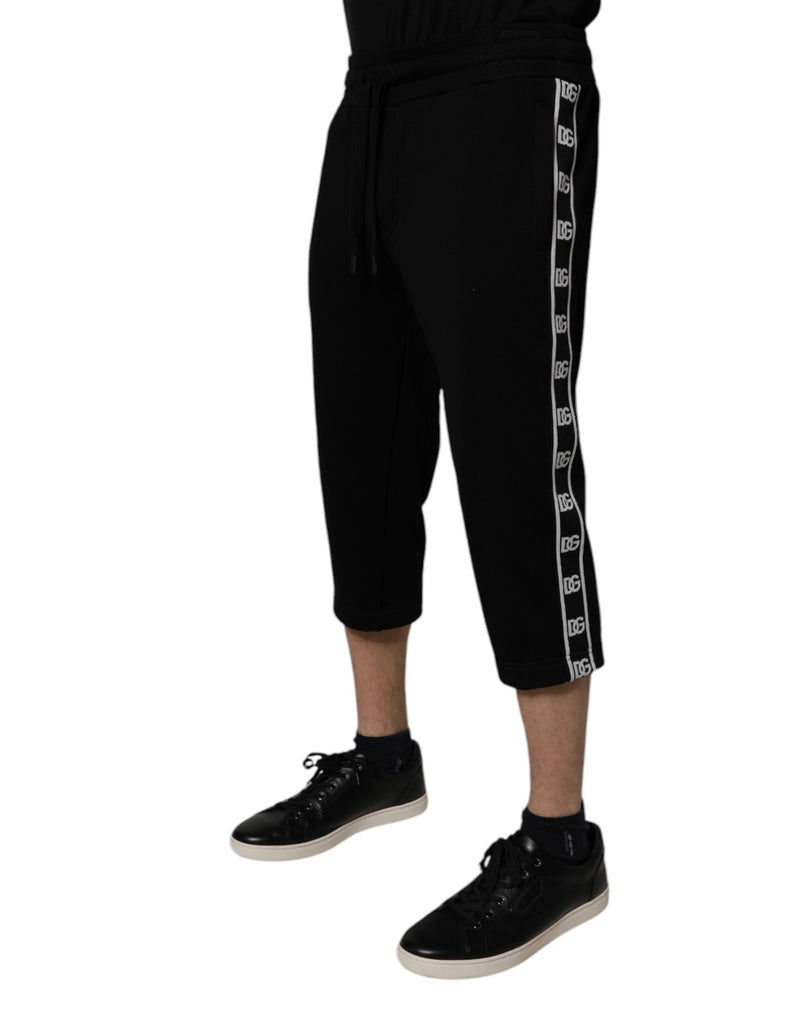 Calça de moletom cropped de algodão misto preta Dolce & Gabbana