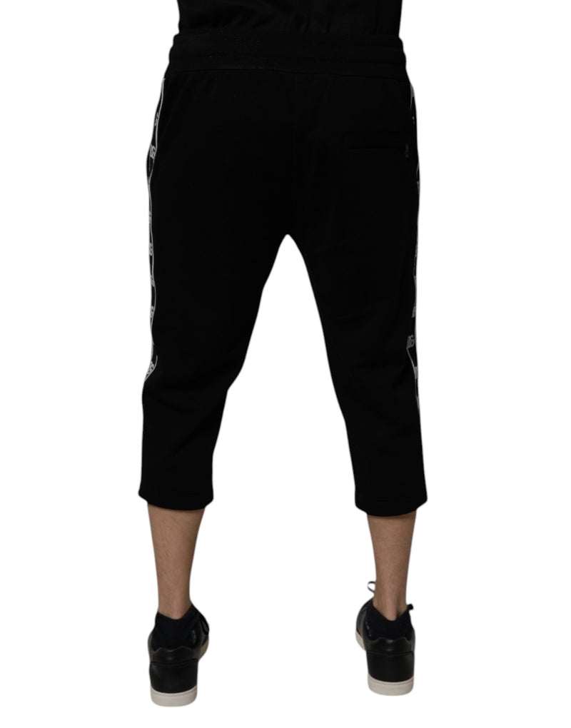 Calça de moletom cropped de algodão misto preta Dolce & Gabbana