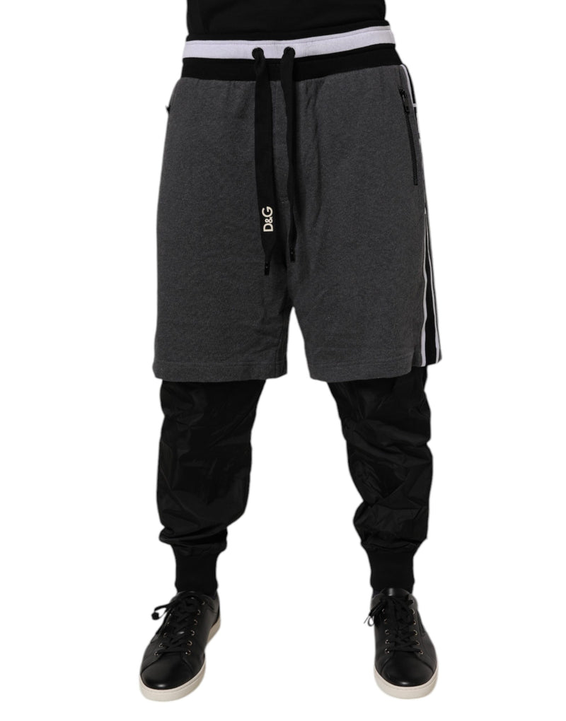 Pantalón de chándal para hombre de algodón negro y gris con capas de Dolce & Gabbana