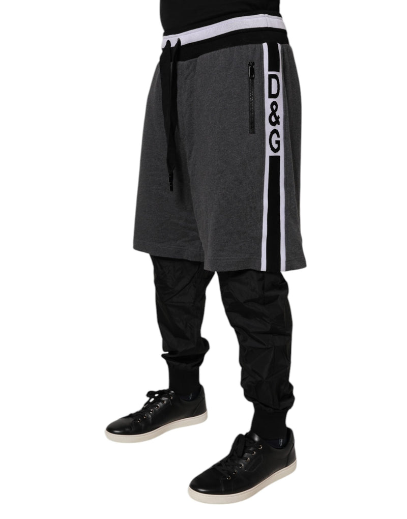 Pantalón de chándal para hombre de algodón negro y gris con capas de Dolce & Gabbana