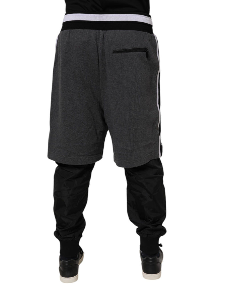 Pantalón de chándal para hombre de algodón negro y gris con capas de Dolce & Gabbana