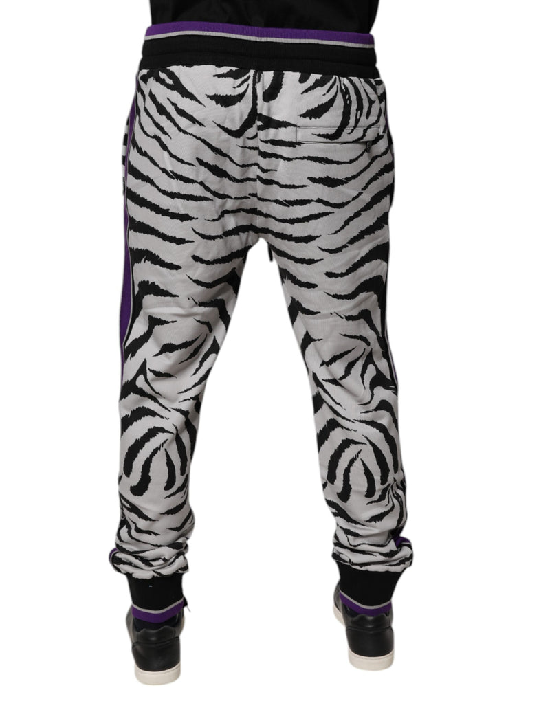 Dolce & Gabbana Black White Zebra Men Jogger Sweatpants Pants