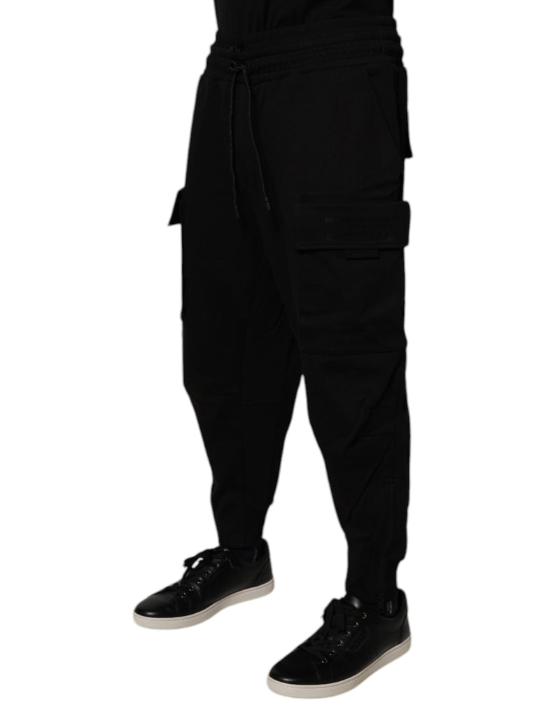 Dolce & Gabbana Black Cotton Men Cargo Jogger Sweatpants Pants