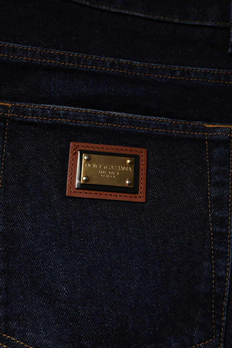 Dolce & Gabbana Dark Blue Cotton Stretch Skinny Denim Jeans
