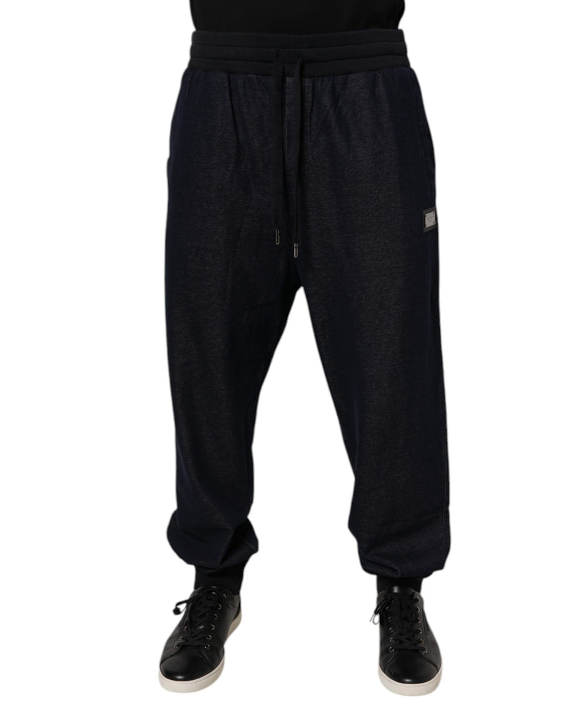Dolce & Gabbana Black Jacquard Cotton Jogger Sweatpants Pants