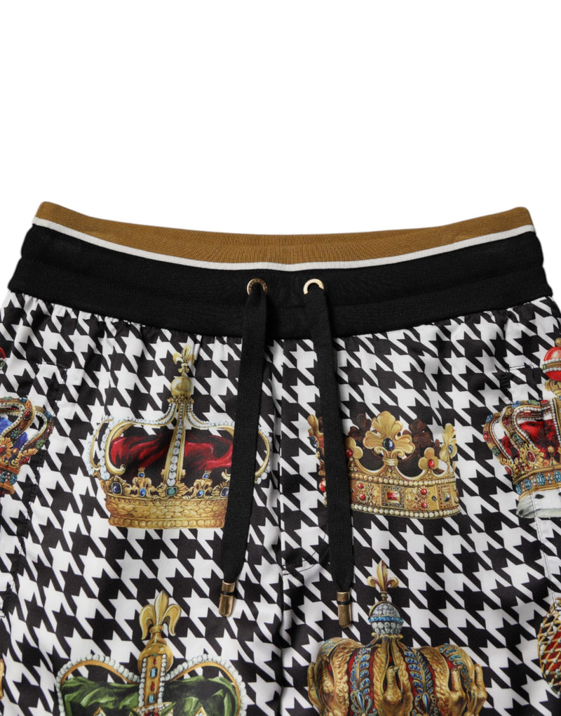 Dolce & Gabbana Multicolor Houndstooth Crown Men Sweatpants Pants