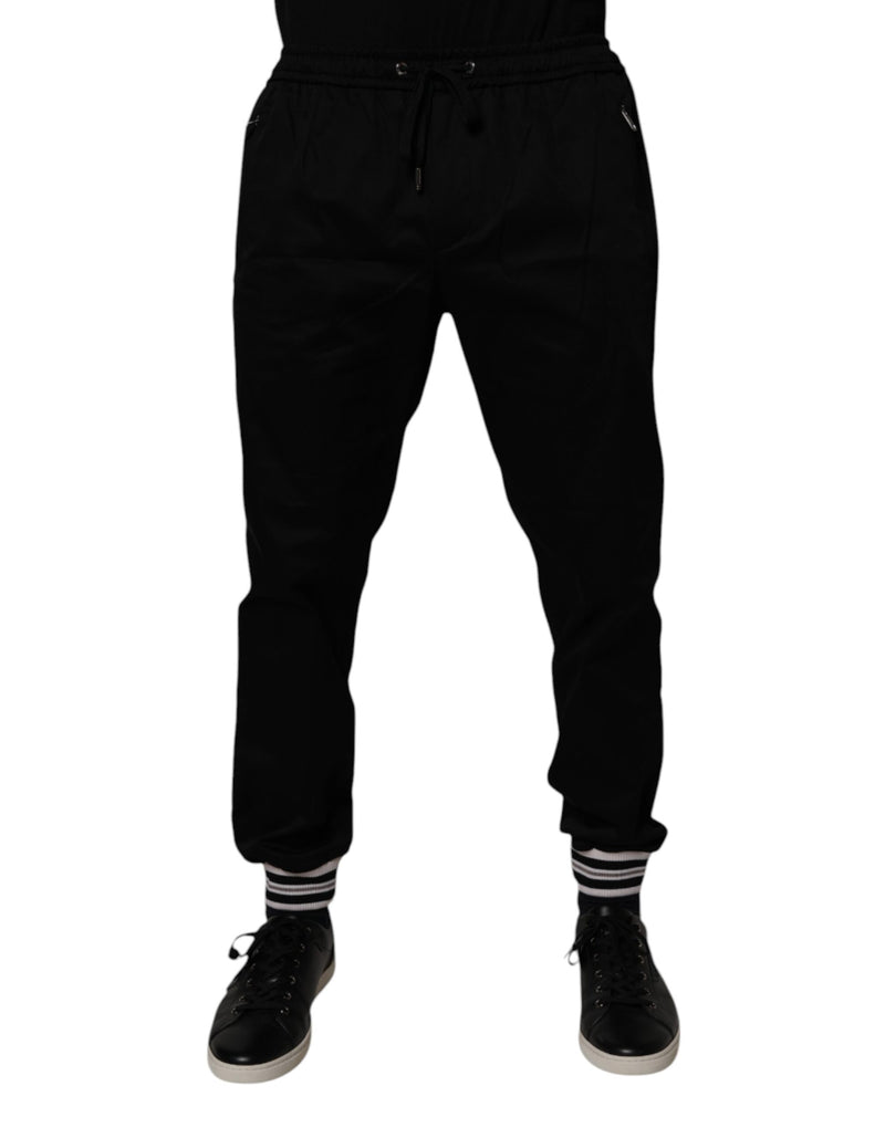 Dolce & Gabbana Black Cotton Stretch Jogger Sweatpants Pants