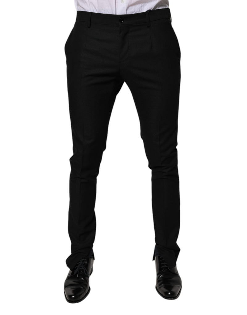 Pantalones formales ajustados de lana virgen negra para hombre de Dolce & Gabbana