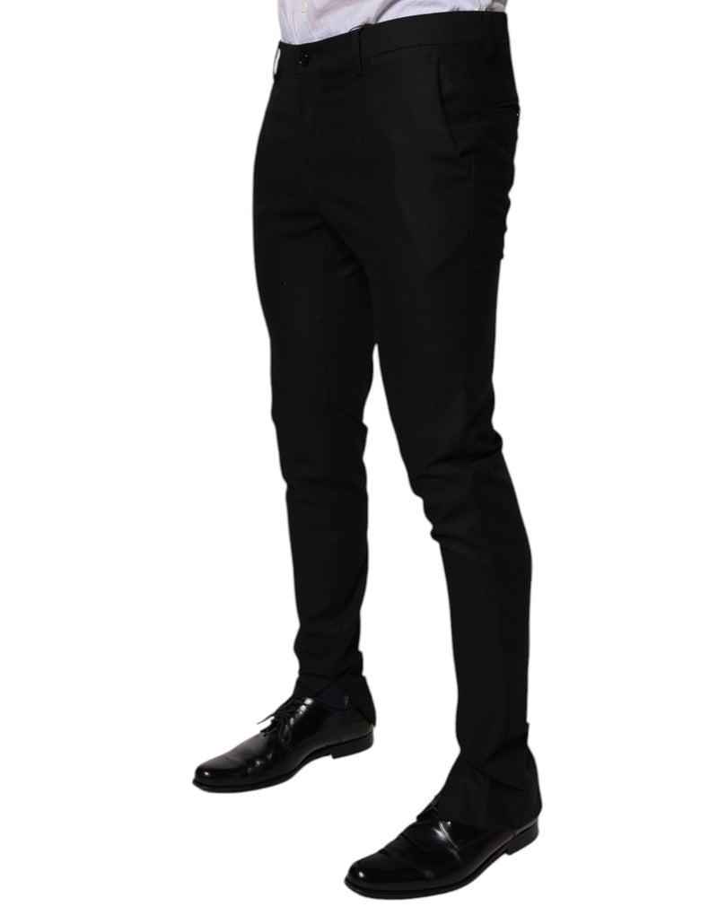 Pantalones formales ajustados de lana virgen negra para hombre de Dolce & Gabbana