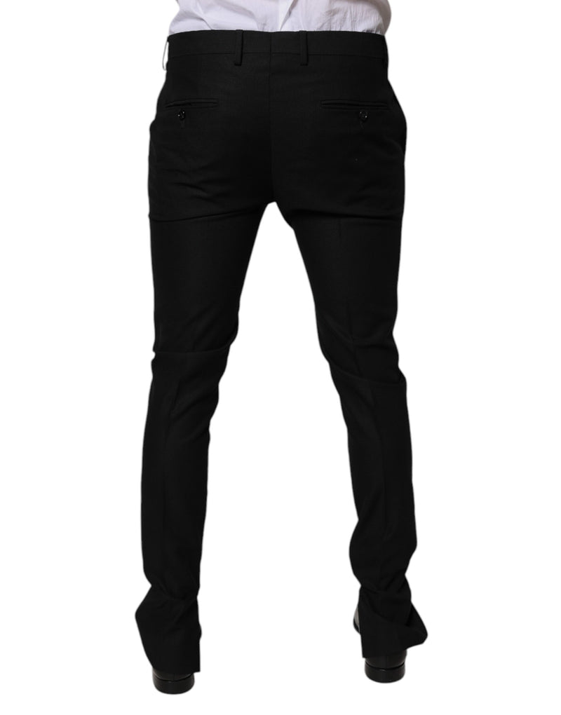 Pantalones formales ajustados de lana virgen negra para hombre de Dolce & Gabbana