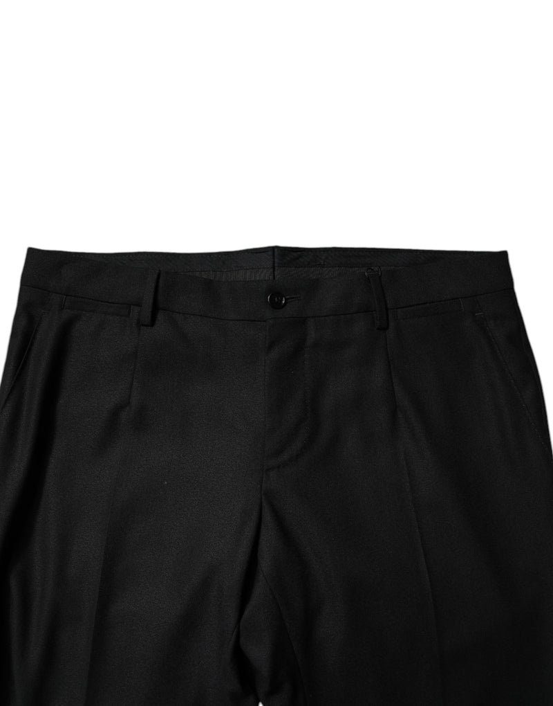 Pantalones formales ajustados de lana virgen negra para hombre de Dolce & Gabbana