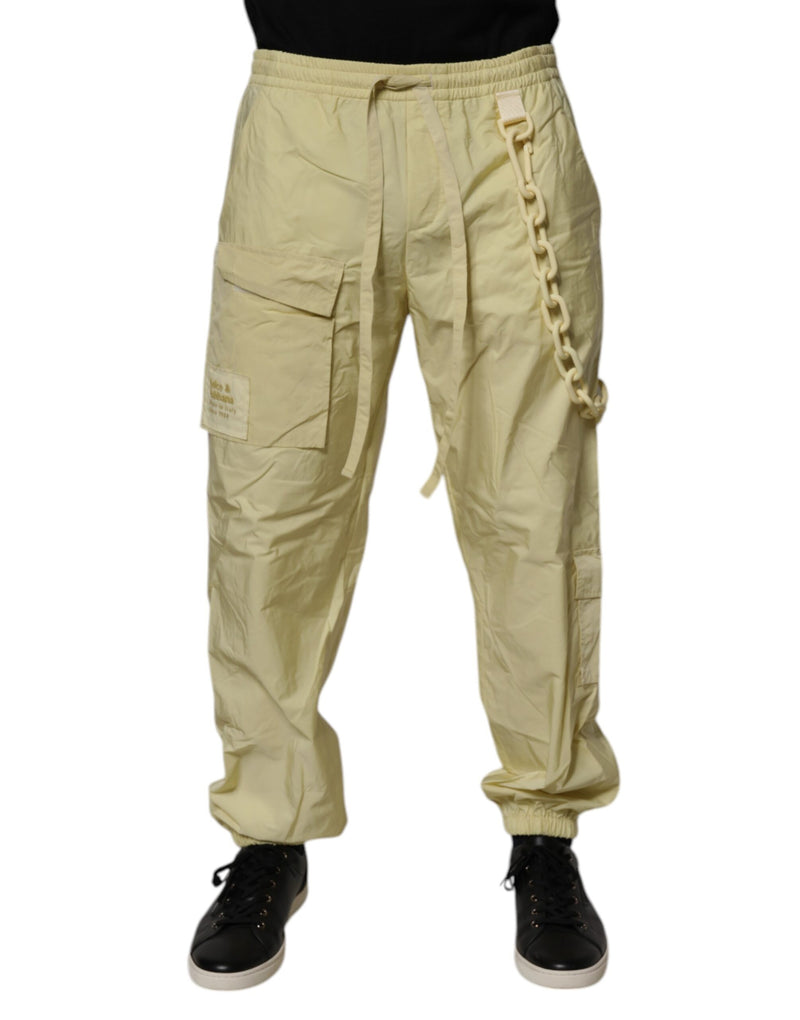 Calça jogger cargo amarela em náilon com corrente para homens Dolce & Gabbana