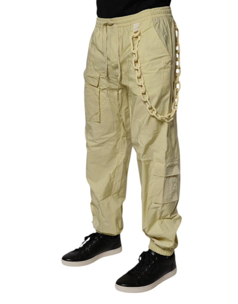 Calça jogger cargo amarela em náilon com corrente para homens Dolce & Gabbana
