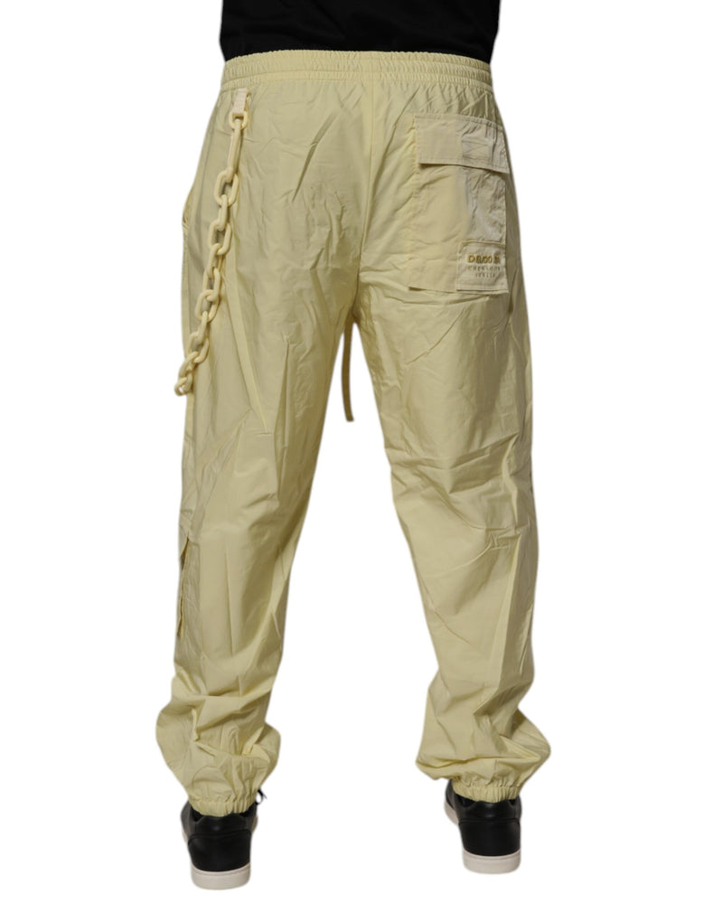 Calça jogger cargo amarela em náilon com corrente para homens Dolce & Gabbana