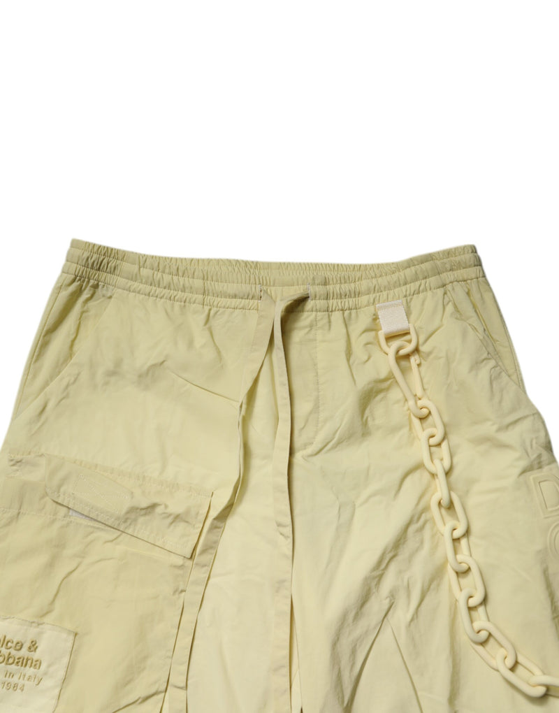 Calça jogger cargo amarela em náilon com corrente para homens Dolce & Gabbana