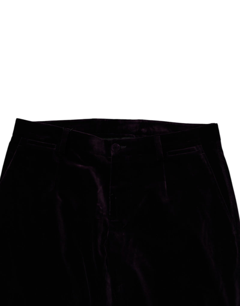Dolce & Gabbana Violet Velvet Cotton Men Dress Formal Pants