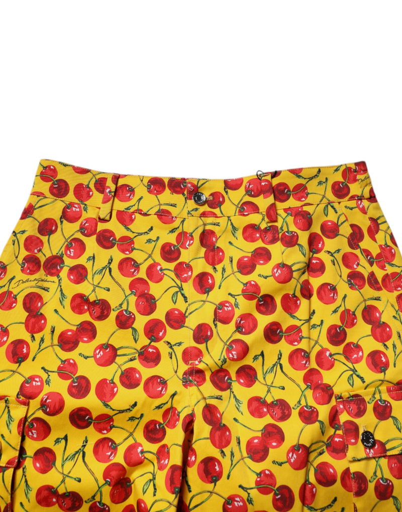 Bermuda de algodão amarela com estampa de cerejas Dolce & Gabbana para homem