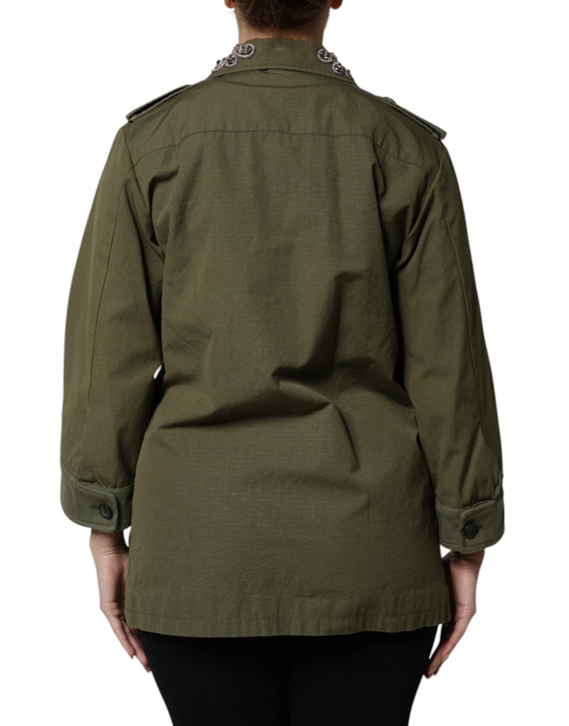 Manteau-veste vert militaire orné du motif Queen Dolce & Gabbana