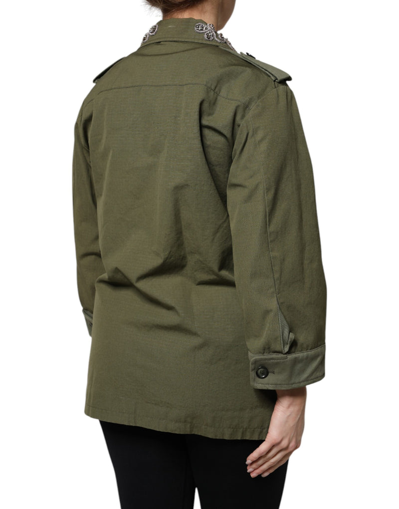 Manteau-veste vert militaire orné du motif Queen Dolce & Gabbana