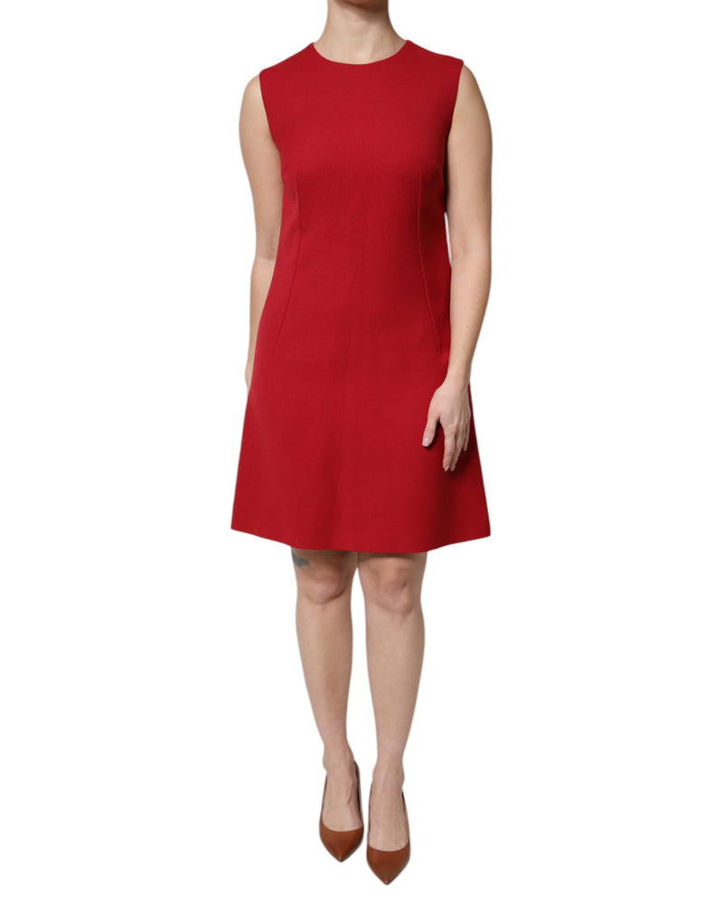 Robe trapèze rouge sans manches en laine, longueur genou Dolce & Gabbana