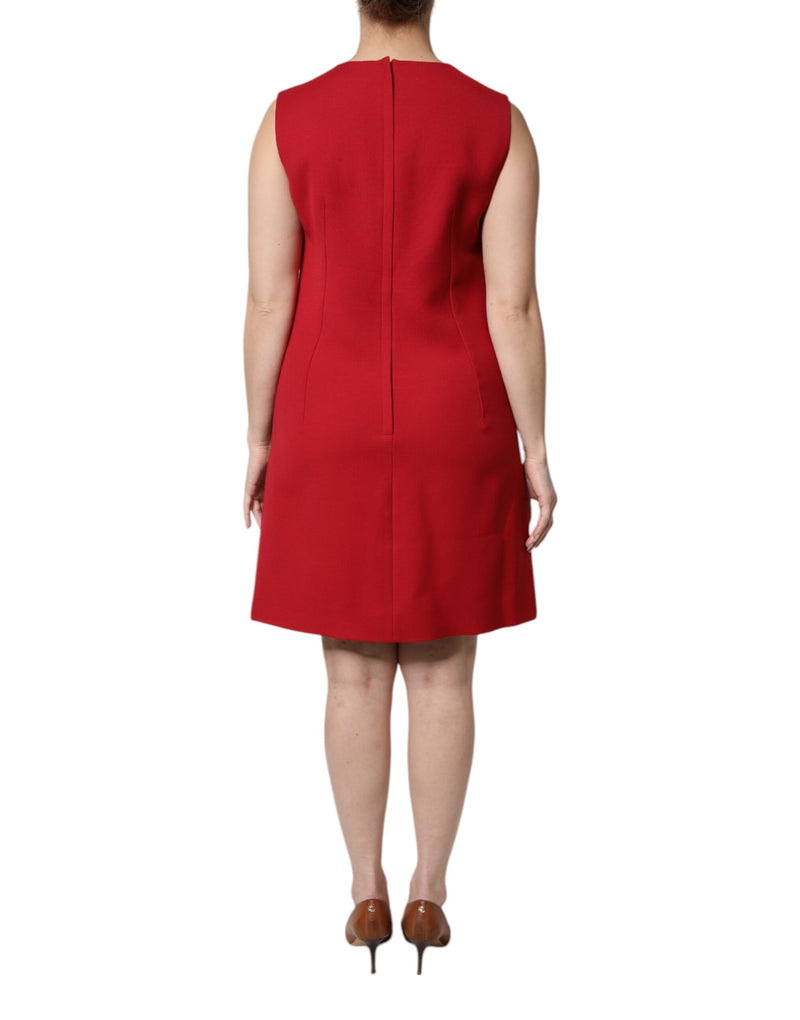 Robe trapèze rouge sans manches en laine, longueur genou Dolce & Gabbana