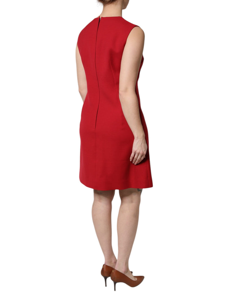 Robe trapèze rouge sans manches en laine, longueur genou Dolce & Gabbana