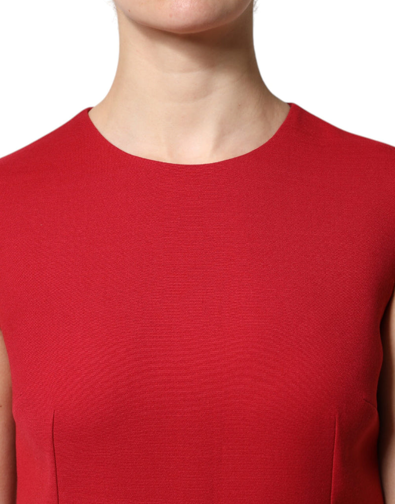 Robe trapèze rouge sans manches en laine, longueur genou Dolce & Gabbana