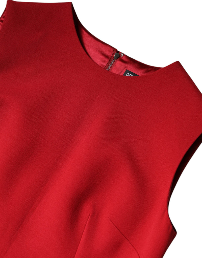 Robe trapèze rouge sans manches en laine, longueur genou Dolce & Gabbana