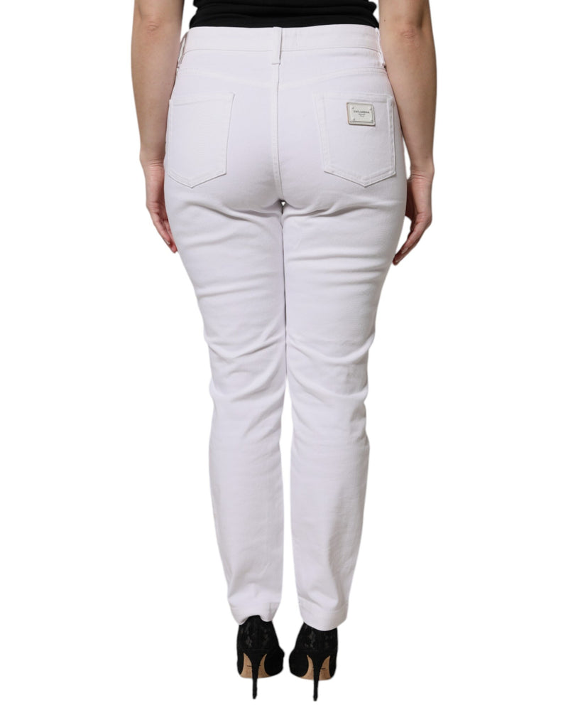 Vaqueros pitillo de algodón blanco de talle medio de Dolce & Gabbana