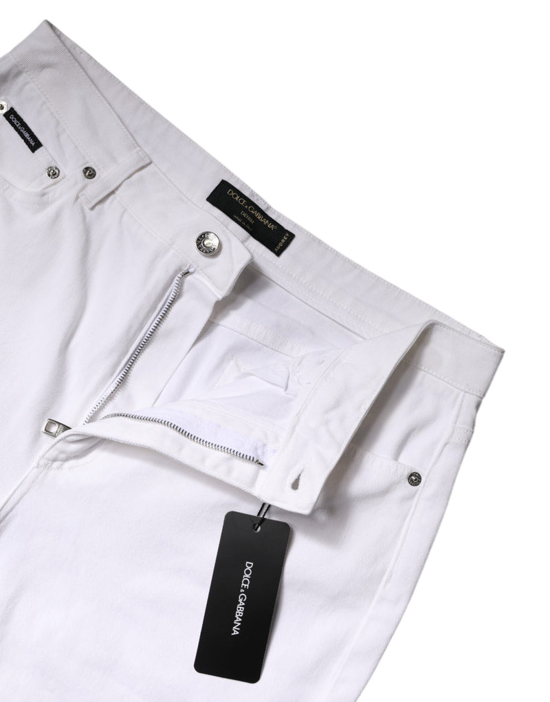 Vaqueros pitillo de algodón blanco de talle medio de Dolce & Gabbana