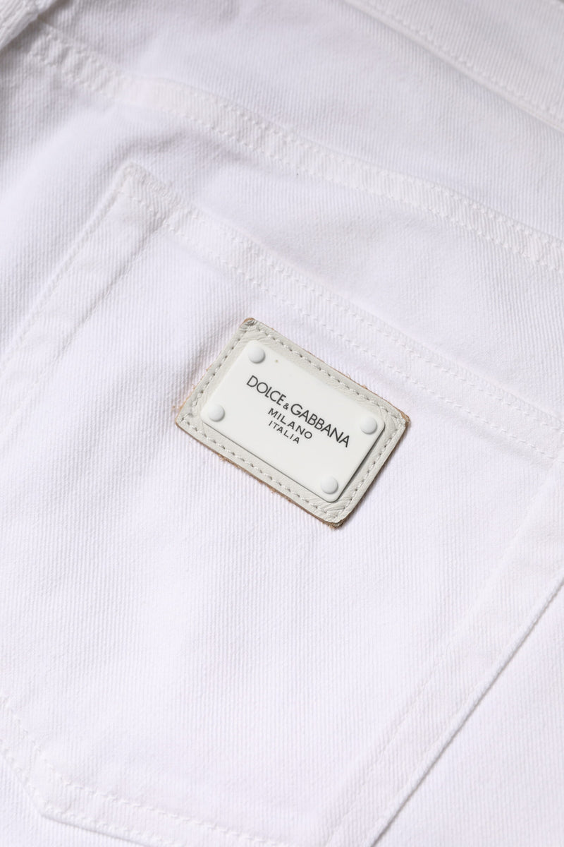 Vaqueros pitillo de algodón blanco de talle medio de Dolce & Gabbana
