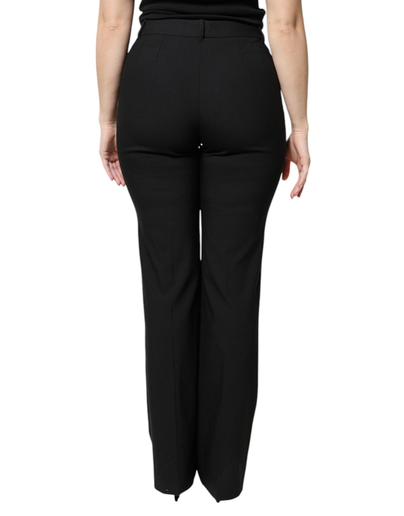 Pantalón de vestir negro de lana, de talle alto y corte bootcut de Dolce & Gabbana