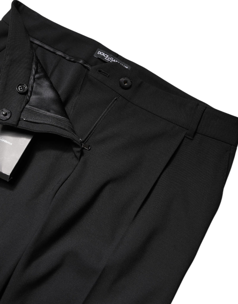 Pantalón de vestir negro de lana, de talle alto y corte bootcut de Dolce & Gabbana
