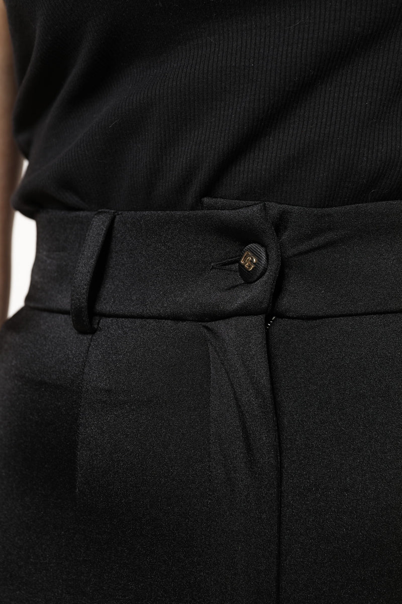 Pantalon slim taille haute en nylon noir Dolce & Gabbana