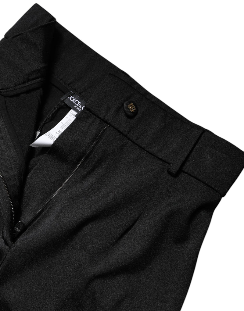 Pantalon slim taille haute en nylon noir Dolce & Gabbana