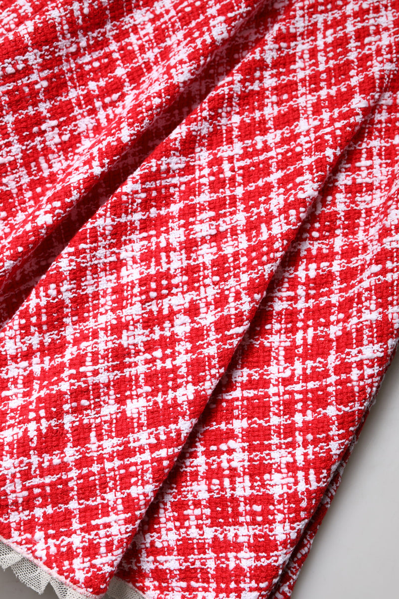 Falda roja y blanca de talle alto, corte en A y largo por encima de la rodilla de Dolce & Gabbana