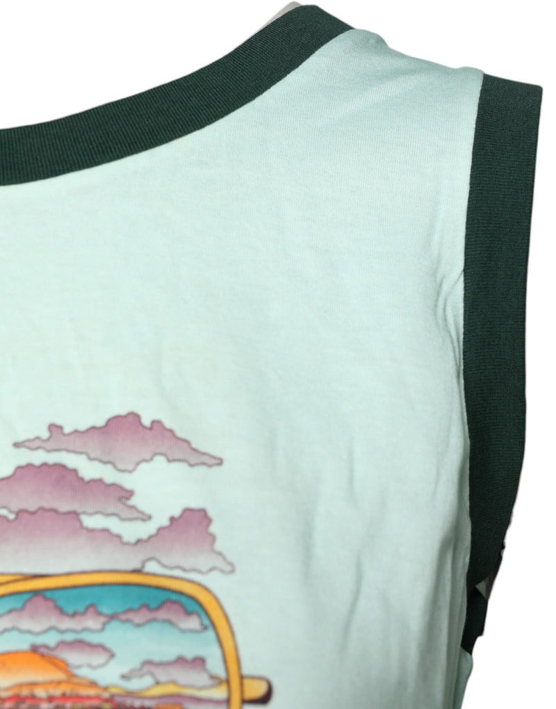 Camiseta de tirantes verde claro sin mangas con estampado gráfico de Dolce & Gabbana