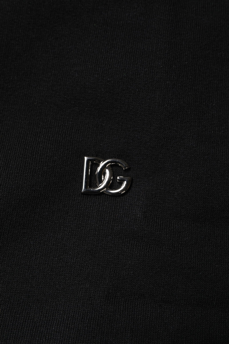 Dolce & Gabbana Black Cotton Crew Neck Sweatshirt Sweater