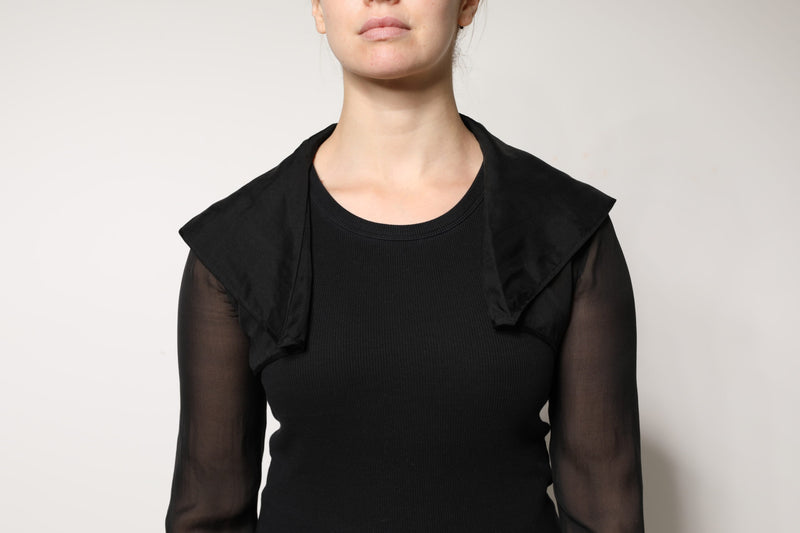 Blusa de seda preta translúcida com mangas longas Dolce & Gabbana