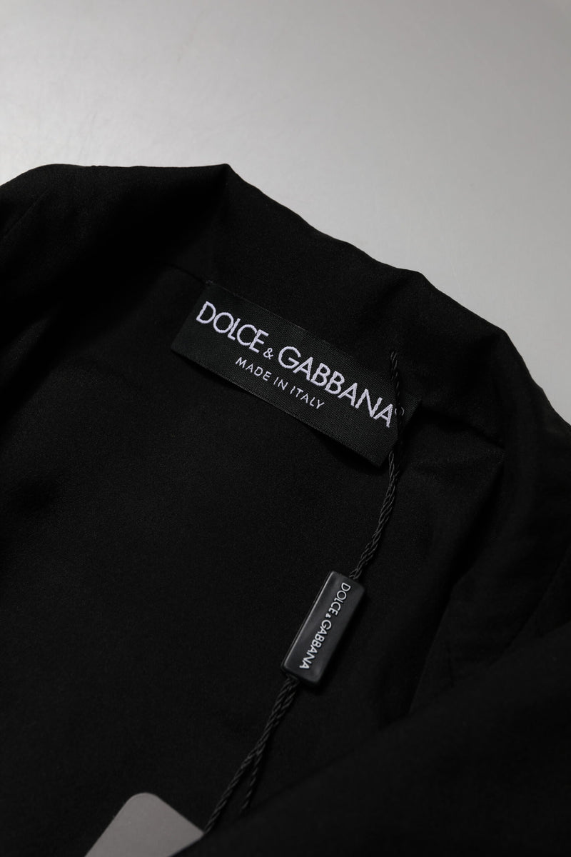 Blusa de seda preta translúcida com mangas longas Dolce & Gabbana