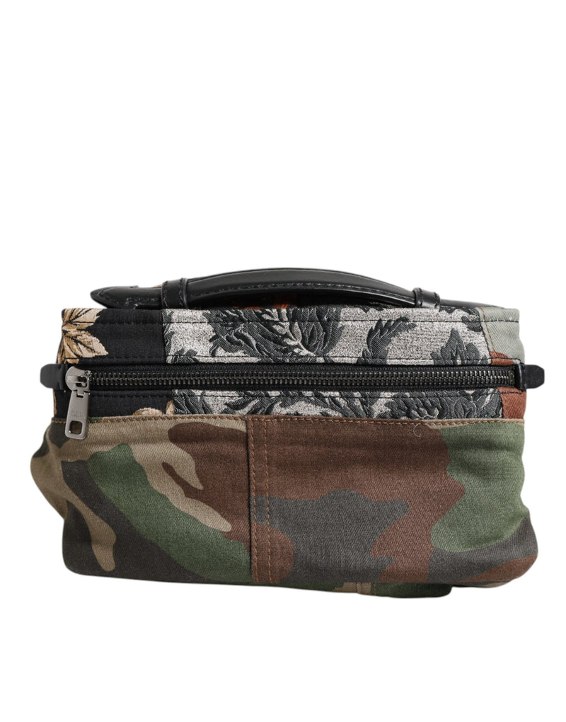 Dolce & Gabbana Multicolor Camouflage Patchwork Logo Waist Fanny Pack Bag
