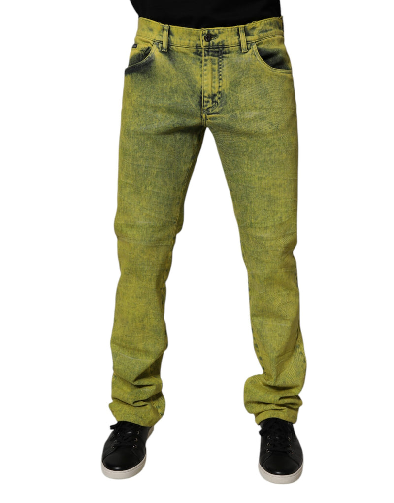 Jeans skinny masculino de algodão elástico amarelo Dolce & Gabbana