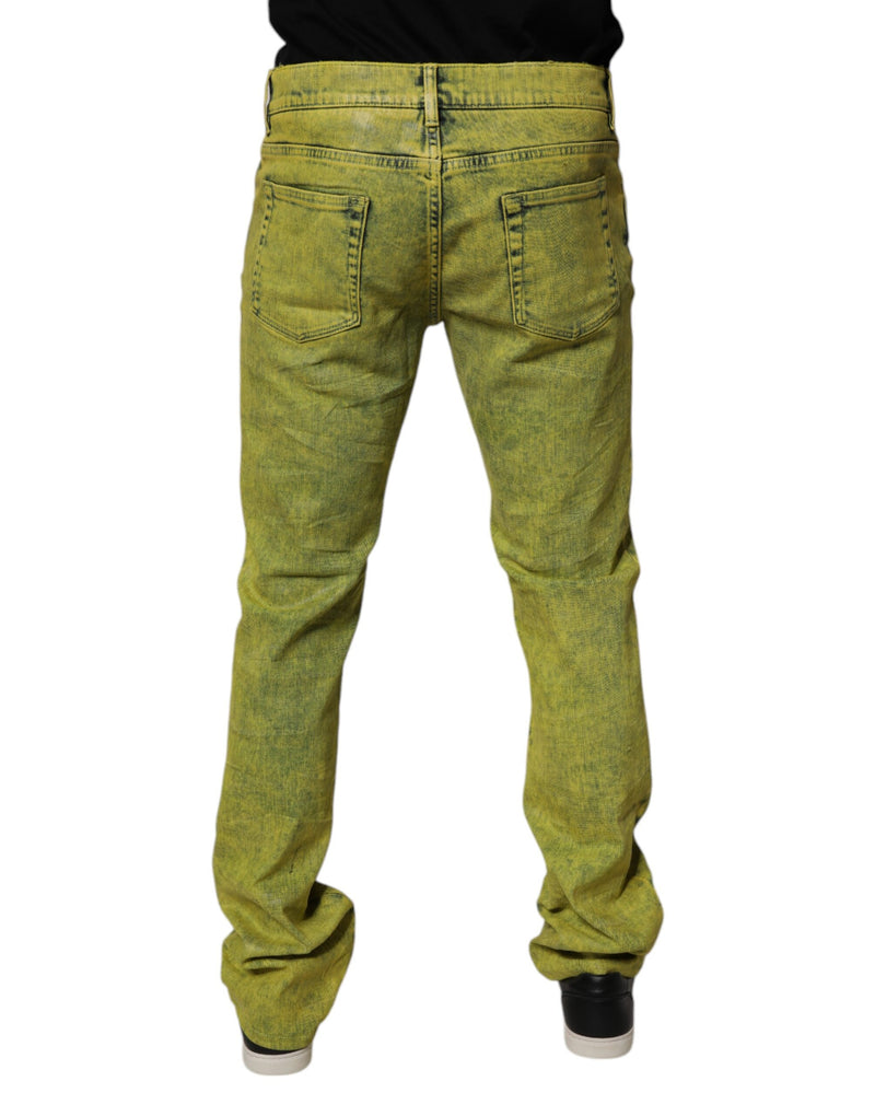 Jeans skinny masculino de algodão elástico amarelo Dolce & Gabbana